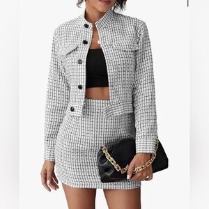 Sweaty Rocks Tweed Skirt Suit - Skirt and Jacket Set M